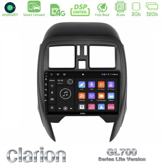 Clarion GL700 Lite Series 8Core Android ClarionOS 2+32GB Nissan Micra 2013-2016 Navigation Multimedia Tablet 9" Με Carplay & Android Auto
