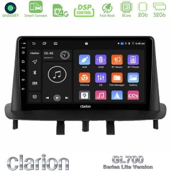 Clarion GL700 Lite Series 8Core Android ClarionOS 2+32GB Renault Megane 3 2009-2015 Navigation Multimedia Tablet 9" Με Carplay & Android Auto Clarion GL700 Lite Series 8Core Android ClarionOS 2+32GB Renault Megane 3 2009-2015 Navigation Multimedia Tablet 9" Με Carplay & Android Auto