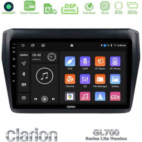 Clarion GL700 Lite Series 8Core Android ClarionOS 2+32GB Suzuki Swift 2017-2023 Navigation Multimedia Tablet 9" Με Carplay & Android Auto Clarion GL700 Lite Series 8Core Android ClarionOS 2+32GB Suzuki Swift 2017-2023 Navigation Multimedia Tablet 9" Με Carplay & Android Auto