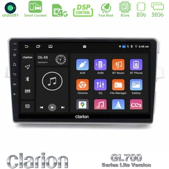 Clarion GL700 Lite Series 8Core Android ClarionOS 2+32GB Toyota Verso 2009-2018 Navigation Multimedia Tablet 9" Με Carplay & Android Auto