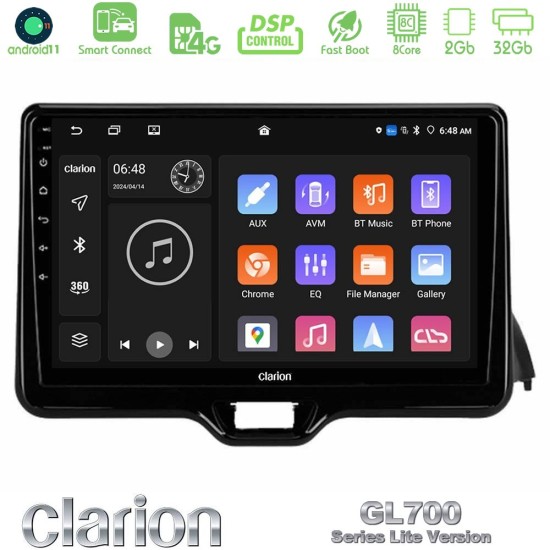 Clarion GL700 Lite Series 8Core Android ClarionOS 2+32GB Toyota Yaris 2020-> Navigation Multimedia Tablet 10" Με Carplay & Android Auto