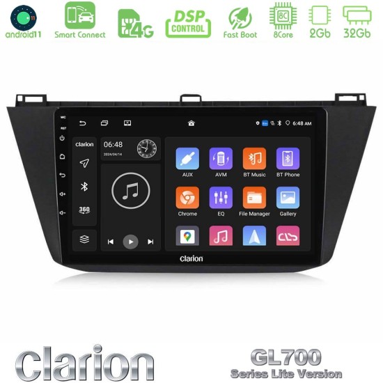 Clarion GL700 Lite Series Vw Tiguan 2016-2022 8Core Android ClarionOS 2+32GB Navigation Multimedia Tablet 10" Με Carplay & Android Auto