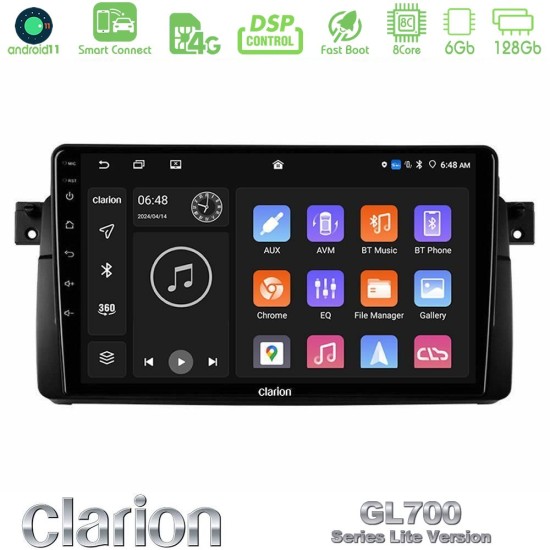 Clarion GL700 Lite Series 8Core Android ClarionOS 6+128GB BMW E46 Navigation Multimedia Tablet 9" Με Carplay & Android Auto