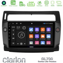 Clarion GL700 Lite Series 8Core Android ClarionOS 6+128GB Citroen C4 2004-2010 Navigation Multimedia Tablet 9" (μαύρο χρώμα) Με Carplay & Android Auto