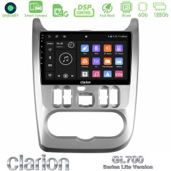Clarion GL700 Lite Series 8Core Android ClarionOS 6+128GB Dacia Duster/Sandero/Logan Navigation Multimedia Tablet 9" Με Carplay & Android Auto