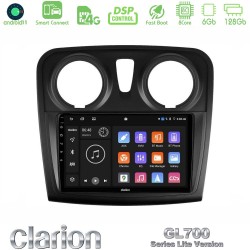 Clarion GL700 Lite Series 8Core Android ClarionOS 6+128GB Dacia Dokker 2014-2021 Navigation Multimedia Tablet 9" Με Carplay & Android Auto