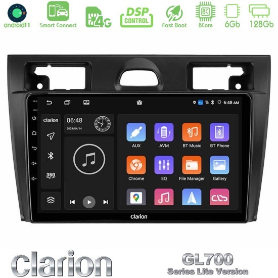 Clarion GL700 Lite Series 8Core Android ClarionOS 6+128GB Ford Fiesta/Fusion Navigation Multimedia Tablet 9" Με Carplay & Android Auto