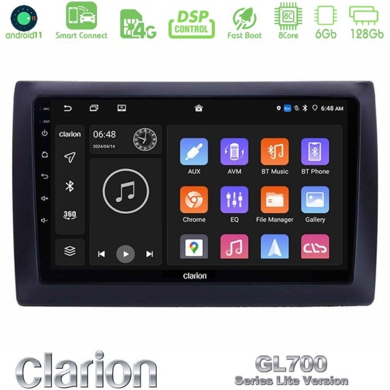 Clarion GL700 Lite Series 8Core Android ClarionOS 6+128GB Fiat Stilo Navigation Multimedia Tablet 9" Με Carplay & Android Auto