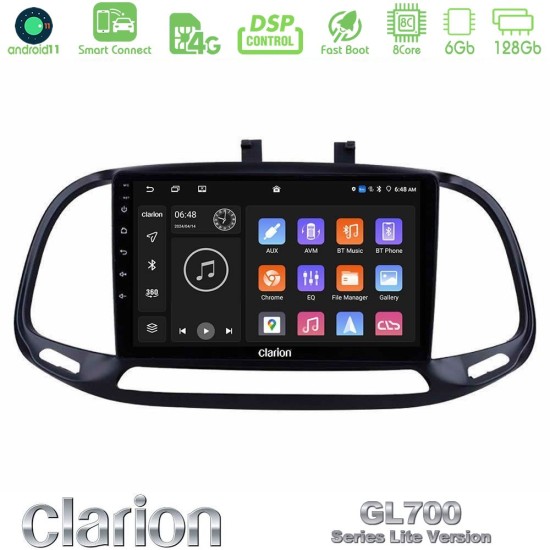 Clarion GL700 Lite Series 8Core Android ClarionOS 6+128GB Fiat Doblo 2015-2022 Navigation Multimedia Tablet 9" Με Carplay & Android Auto