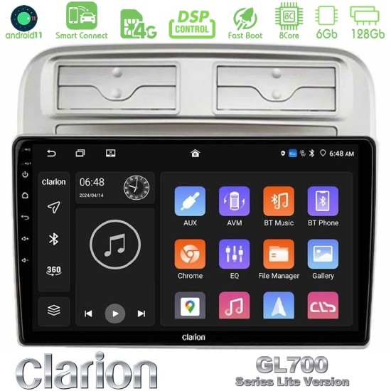 Clarion GL700 Lite Series 8Core Android ClarionOS 6+128GB Fiat Grande Punto 2006-2011 Navigation Multimedia Tablet 9" Με Carplay & Android Auto