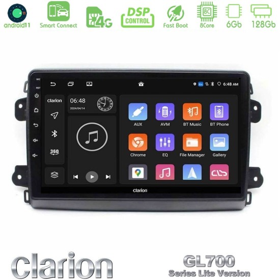 Clarion GL700 Lite Series 8Core Android ClarionOS 6+128GB Citroen/Fiat/Opel Navigation Multimedia Tablet 9" Με Carplay & Android Auto