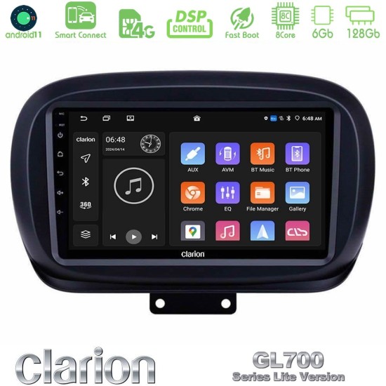 Clarion GL700 Lite Series 8Core Android ClarionOS 6+128GB Fiat 500X Navigation Multimedia Tablet 9" Με Carplay & Android Auto
