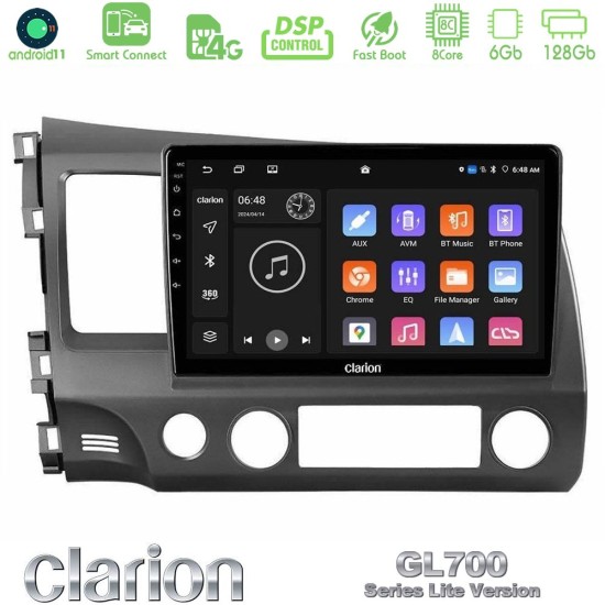 Clarion GL700 Lite Series 8Core Android ClarionOS 6+128GB Honda Civic 2006-2011 Navigation Multimedia Tablet 10" Με Carplay & Android Auto
