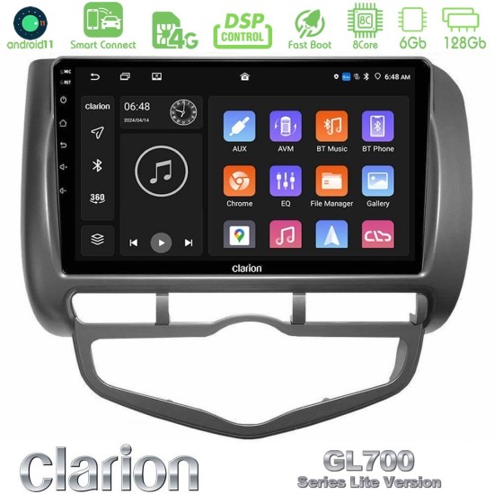 Clarion GL700 Lite Series 8Core Android ClarionOS 6+128GB Honda Jazz 2002-2008 (Auto A/C) Navigation Multimedia Tablet 9" Με Carplay & Android Auto