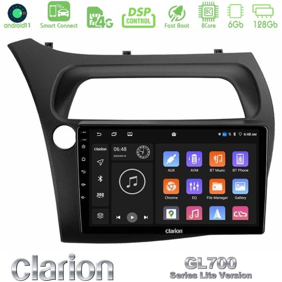 Clarion GL700 Lite Series 8Core Android ClarionOS 6+128GB Honda CiviC Hatchback 2006-2011 Navigation Multimedia Tablet 9" Με Carplay & Android Auto