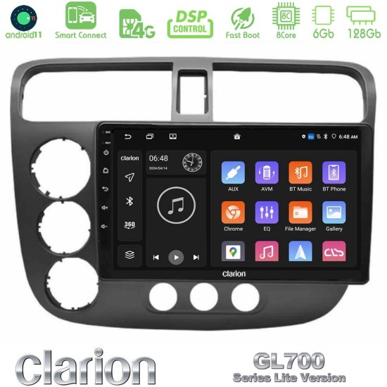 Clarion GL700 Lite Series 8Core Android ClarionOS 6+128GB Honda Civic 2001-2005 Navigation Multimedia Tablet 9" Με Carplay & Android Auto