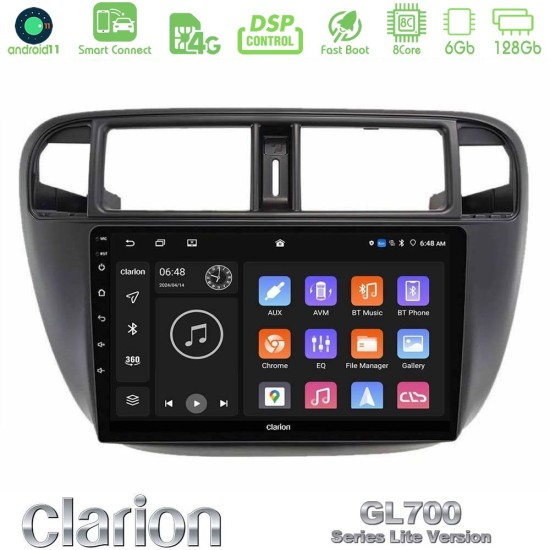 Clarion GL700 Lite Series 8Core Android ClarionOS 6+128GB Honda Civic 1995-2001 Navigation Multimedia Tablet 9" Με Carplay & Android Auto