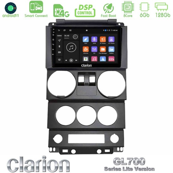 Clarion GL700 Lite Series 8Core Android ClarionOS 6+128GB Jeep Wrangler 2Door 2008-2010 Navigation Multimedia Tablet 9" Με Carplay & Android Auto