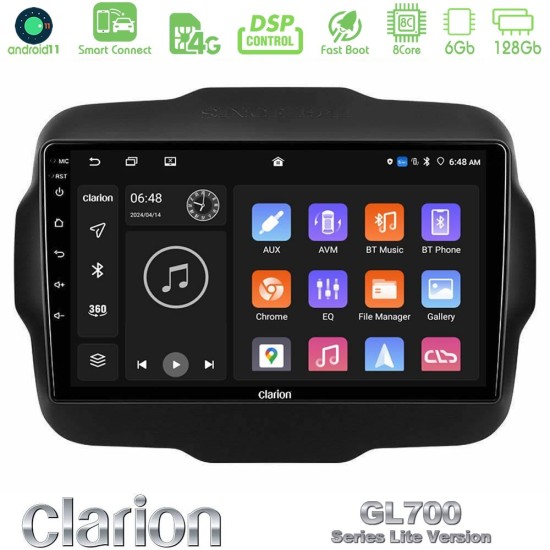Clarion GL700 Lite Series 8Core Android ClarionOS 6+128GB Jeep Renegade 2015-2019 Navigation Multimedia Tablet 9" Με Carplay & Android Auto