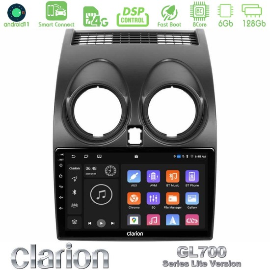 Clarion GL700 Lite Series 8Core Android ClarionOS 6+128GB Nissan Qashqai J10 Navigation Multimedia Tablet 9" Με Carplay & Android Auto