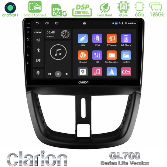 Clarion GL700 Lite Series 8Core Android ClarionOS 6+128GB Peugeot 207 Navigation Multimedia Tablet 9" Με Carplay & Android Auto