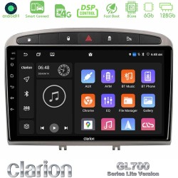 Clarion GL700 Lite Series 8Core Android ClarionOS 6+128GB Peugeot 308/RCZ Navigation Multimedia Tablet 9" (Ασημί Χρώμα) Με Carplay & Android Auto