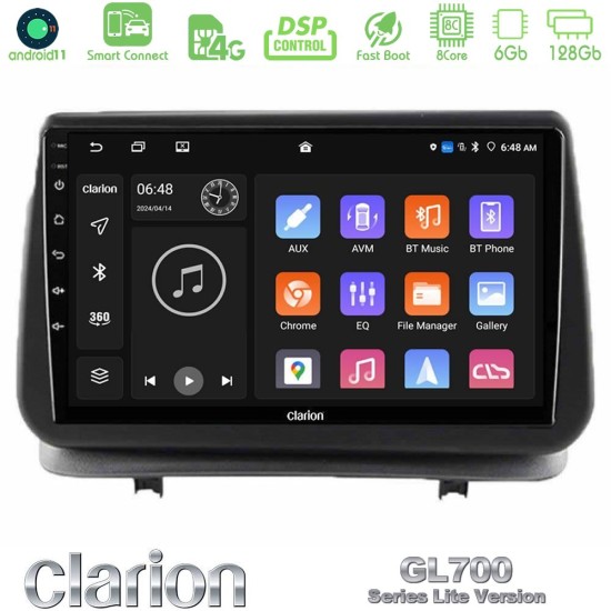 Clarion GL700 Lite Series 8Core Android ClarionOS 6+128GB Renault Clio 2005-2012 Navigation Multimedia Tablet 9" Με Carplay & Android Auto