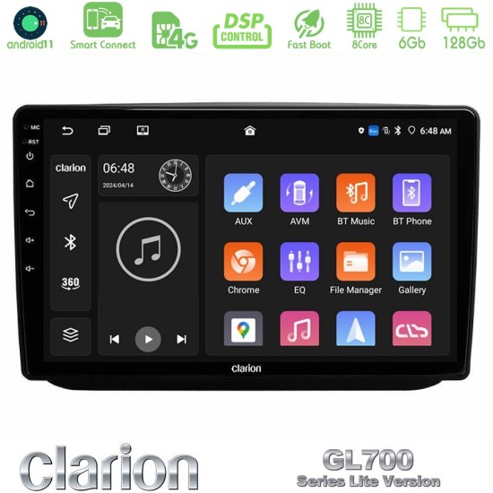 Clarion GL700 Lite Series 8Core Android ClarionOS 6+128GB Skoda Fabia 2007-2014 Navigation Multimedia Tablet 10" Με Carplay & Android Auto