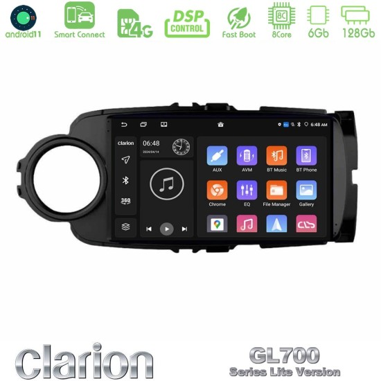 Clarion GL700 Lite Series 8Core Android ClarionOS 6+128GB Toyota Yaris Navigation Multimedia Tablet 9" (Μαύρο Χρώμα) Με Carplay & Android Auto