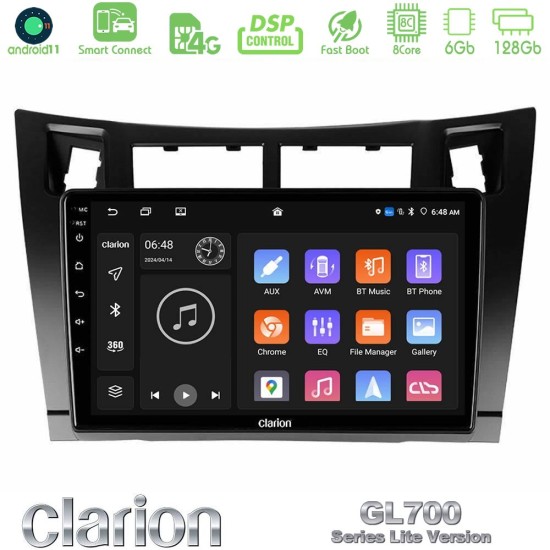 Clarion GL700 Lite Series 8Core Android ClarionOS 6+128GB Toyota Yaris Navigation Multimedia Tablet 9" (Μαύρο Χρώμα) Με Carplay & Android Auto