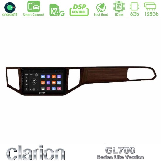 Clarion GL700 Lite Series 8Core Android ClarionOS 6+128GB VW Sportsvan 2014-2020 Navigation Multimedia Tablet 9" (Ξύλινη απόχρωση) Με Carplay & Android Auto
