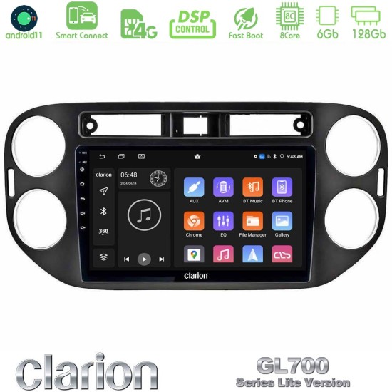 Clarion GL700 Lite Series 8Core Android ClarionOS 6+128GB VW Tiguan Navigation Multimedia Tablet 9" (23mm alarm button) Με Carplay & Android Auto
