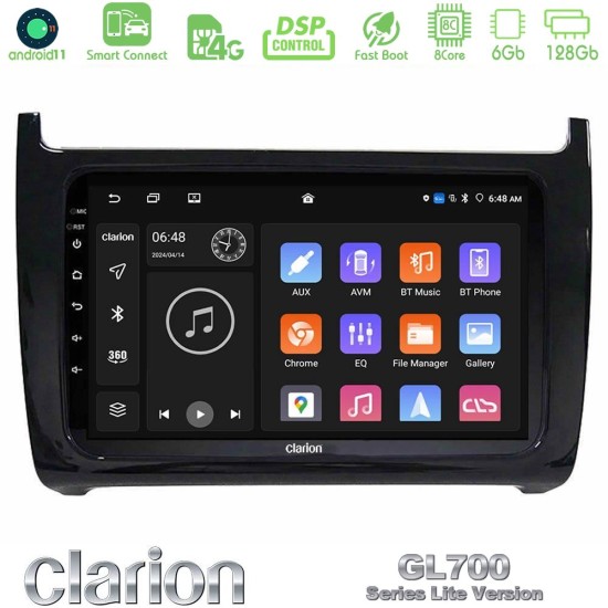 Clarion GL700 Lite Series 8Core Android ClarionOS 6+128GB Vw Polo 2009-2014 Navigation Multimedia Tablet 9" Με Carplay & Android Auto