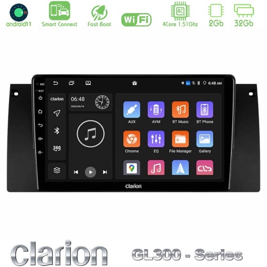 Clarion GL300 Series 4Core Android ClarionOS 2+32GB BMW 5 Series (E39) / X5 (E53) Navigation Multimedia Tablet 9" Με Carplay & Android Auto