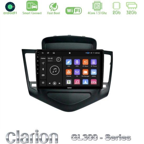 Clarion GL300 Series 4Core Android ClarionOS 2+32GB Chevrolet Cruze 2009-2012 Navigation Multimedia Tablet 9" Με Carplay & Android Auto