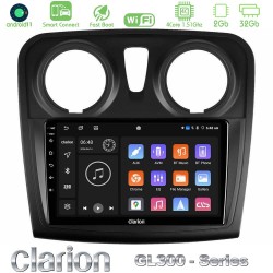 Clarion GL300 Series 4Core Android ClarionOS 2+32GB Dacia Sandero 2014-2020 Navigation Multimedia Tablet 9" Με Carplay & Android Auto