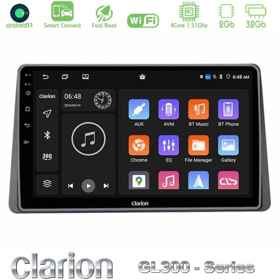 Clarion GL300 Series 4Core Android ClarionOS 2+32GB Dacia Duster 2019-> Navigation Multimedia Tablet 10" Με Carplay & Android Auto
