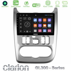 Clarion GL300 Series 4Core Android ClarionOS 2+32GB Dacia Duster/Sandero/Logan Navigation Multimedia Tablet 9" Με Carplay & Android Auto