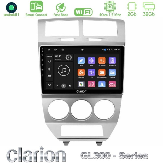Clarion GL300 Series 4Core Android ClarionOS 2+32GB Dodge Caliber 2006-2011 Navigation Multimedia Tablet 10" Με Carplay & Android Auto