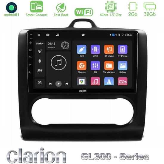 Clarion GL300 Series 4Core Android ClarionOS 2+32GB Ford Focus Auto AC Navigation Multimedia Tablet 9" Με Carplay & Android Auto