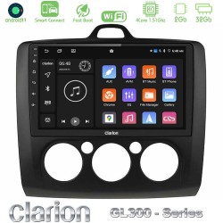 Clarion GL300 Series 4Core Android ClarionOS 2+32GB Ford Focus Manual AC Navigation Multimedia Tablet 9" (Μαύρο Χρώμα) Με Carplay & Android Auto