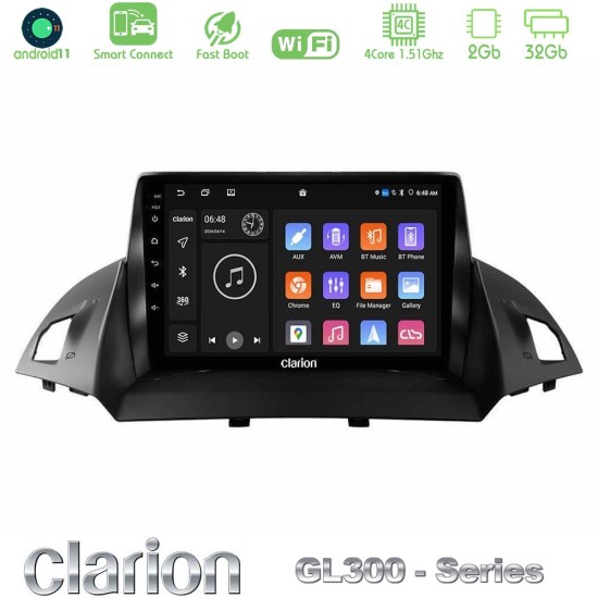 Clarion GL300 Series 4Core Android ClarionOS 2+32GB Ford C-Max/Kuga Navigation Multimedia Tablet 9" Με Carplay & Android Auto