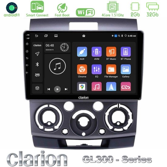 Clarion GL300 Series 4Core Android ClarionOS 2+32GB Ford Ranger/Mazda BT50 Navigation Multimedia Tablet 9" Με Carplay & Android Auto