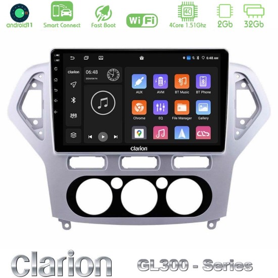 Clarion GL300 Series 4Core Android ClarionOS 2+32GB Ford Mondeo 2007-2010 Manual A/C Navigation Multimedia Tablet 10" Με Carplay & Android Auto