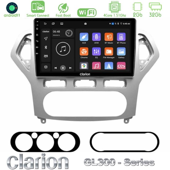 Clarion GL300 Series 4Core Android ClarionOS 2+32GB Ford Mondeo 2007-2010 AUTO A/C Navigation Multimedia Tablet 10" Με Carplay & Android Auto Clarion GL300 Series 4Core Android ClarionOS 2+32GB Ford Mondeo 2007-2010 AUTO A/C Navigation Multimedia Tablet 10" Με Carplay & Android Auto