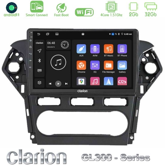 Clarion GL300 Series 4Core Android ClarionOS 2+32GB Ford Mondeo 2011-2014 Navigation Multimedia Tablet 10" Με Carplay & Android Auto