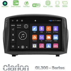 Clarion GL300 Series 4Core Android ClarionOS 2+32GB Ford Fiesta 2008-2016 Navigation Multimedia Tablet 9" (Oem Style) Με Carplay & Android Auto