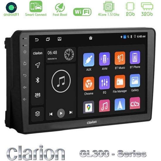 Clarion GL300 Series 4Core Android ClarionOS 2+32GB Ford 2007-> Navigation Multimedia Tablet 9" Με Carplay & Android Auto