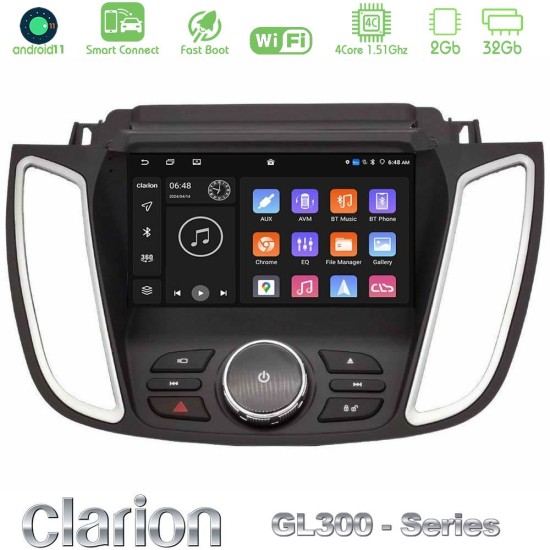 Clarion GL300 Series 4Core Android ClarionOS 2+32GB Ford Kuga/C-Max 2013-2019 Navigation Multimedia Tablet 9" Με Carplay & Android Auto