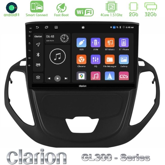 Clarion GL300 Series 4Core Android ClarionOS 2+32GB Ford Transit Courier 2015-2023 Navigation Multimedia Tablet 9" Με Carplay & Android Auto